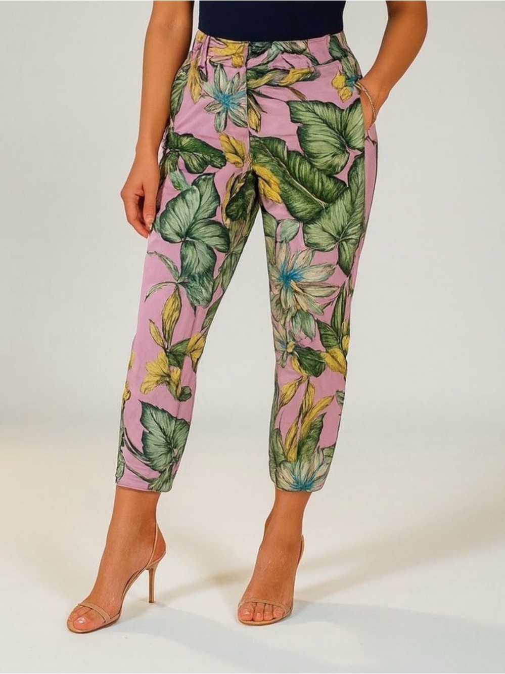J.Crew printed skimmer Crop Pants smoky fern sz 4